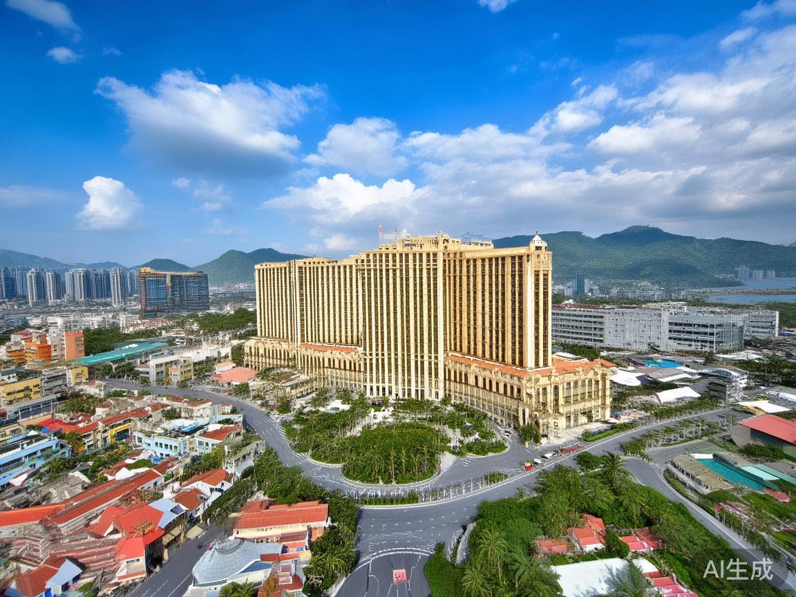 澳门皇家赌场位于澳门半岛的核心区域，地址为澳门半岛